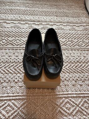 Cole Hasn Black Leather Moccasin Loafers - Men